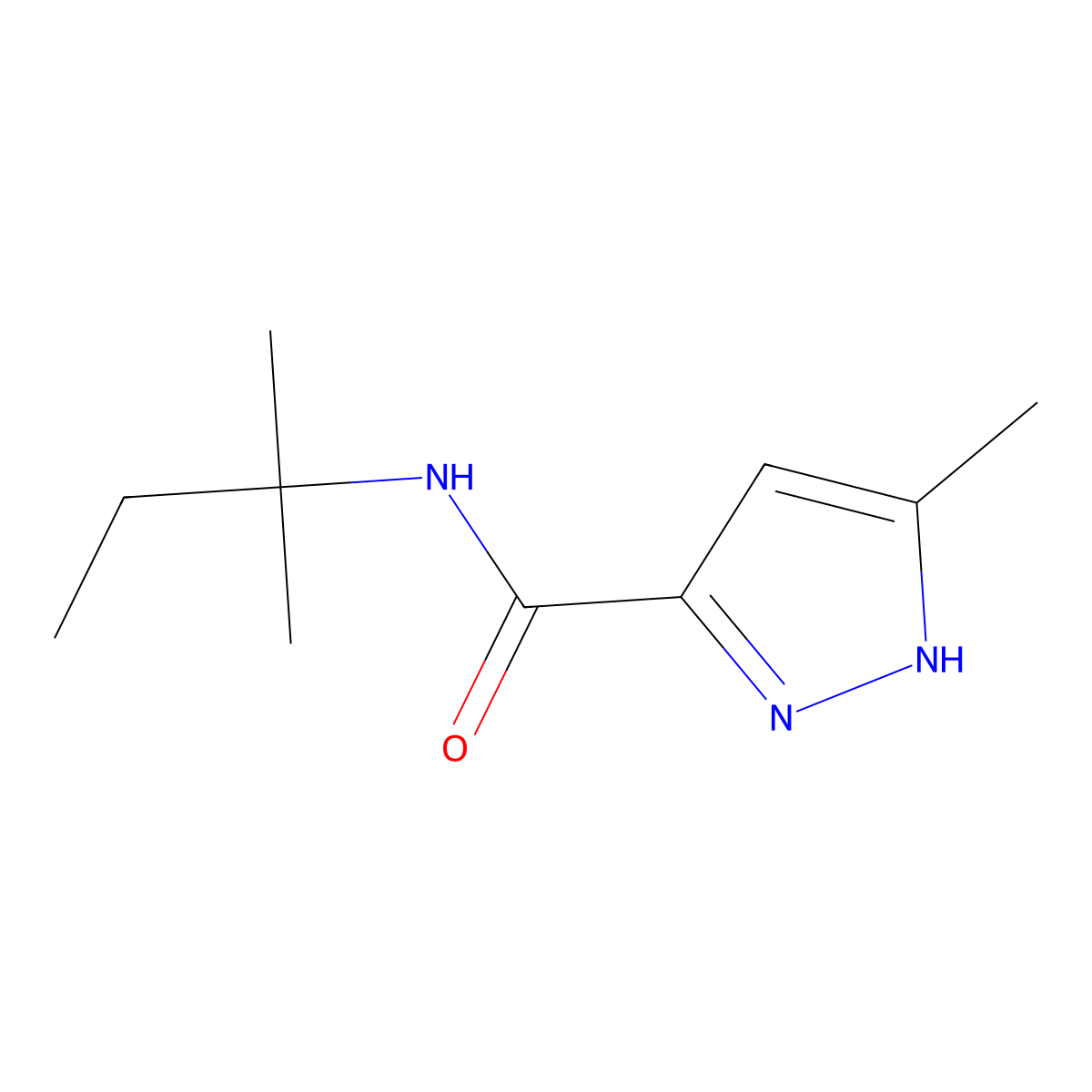 3-methyl-N-(2-methylbutan-2-yl)-1H-pyrazole-5-carboxamide molecular structure, CAS 1289628-56-3