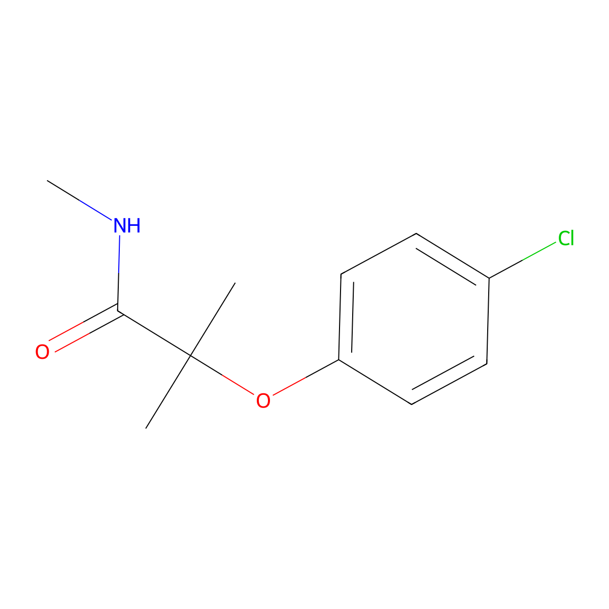2-(4-chlorophenoxy)-N,2-dimethylpropanamide molecular structure, CAS 128965-91-3