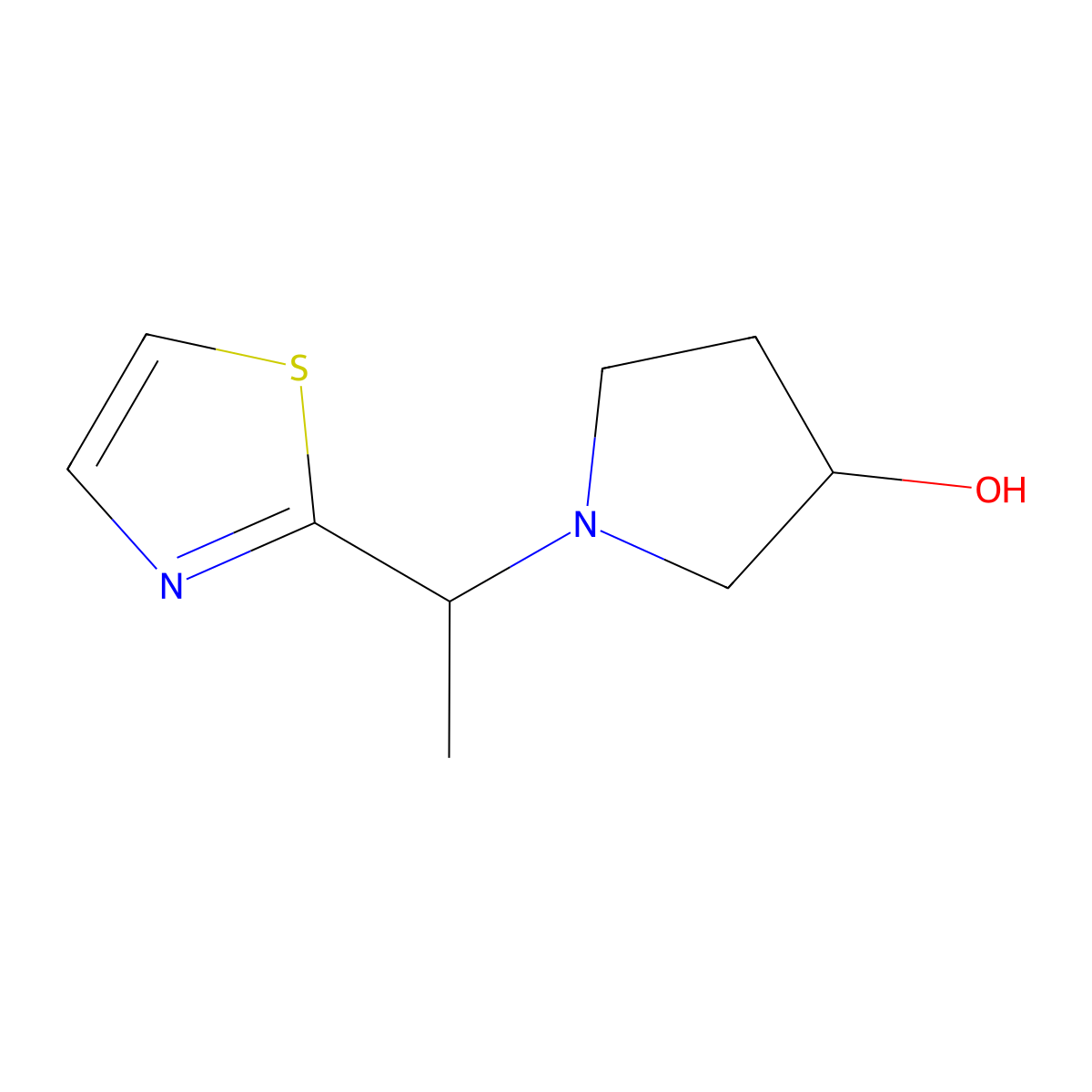 (3R)-1-(1-(Thiazol-2-yl)ethyl)pyrrolidin-3-ol molecular structure, CAS 1289689-30-0