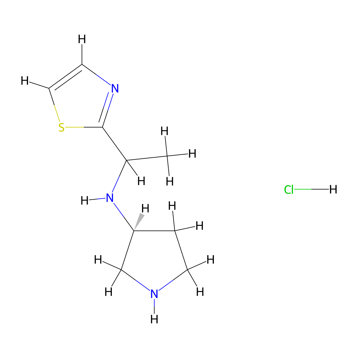 N-((S)-1-(Thiazol-2-yl)ethyl)pyrrolidin-3-amine hydrochloride molecular structure, CAS 1289689-34-4