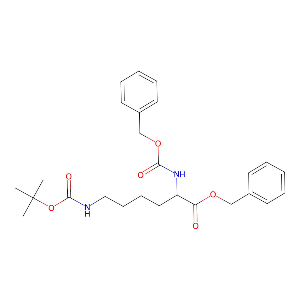 Benzyl N2-((benzyloxy)carbonyl)-N6-(tert-butoxycarbonyl)-L-lysinate molecular structure, CAS 128972-27-0