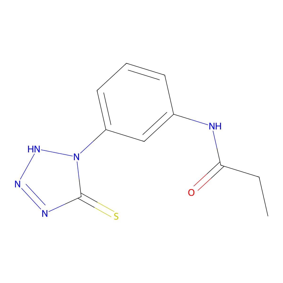 Propanamide, N-[3-(2,5-dihydro-5-thioxo-1H-tetrazol-1-yl)phenyl]- molecular structure, CAS 128978-14-3