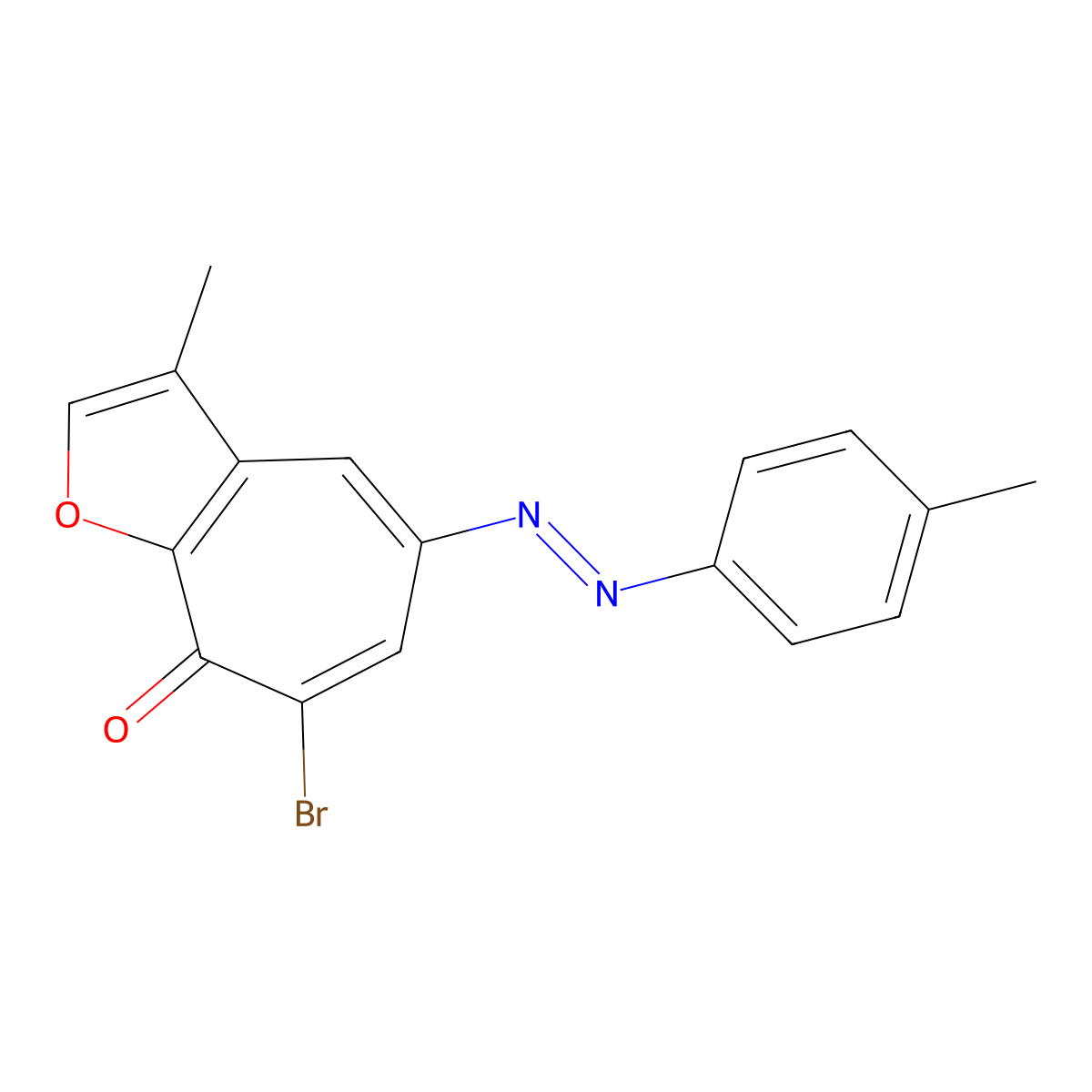 7-bromo-3-methyl-5-[(4-methylphenyl)diazenyl]-8H-cyclohepta[b]furan-8-one molecular structure, CAS 128980-84-7