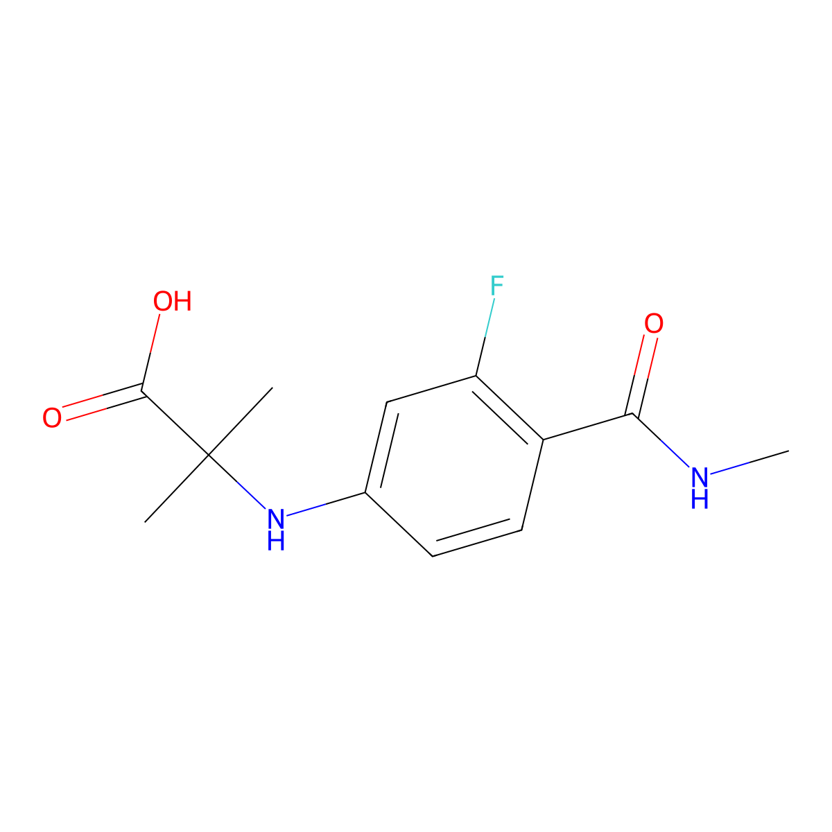 2-((3-Fluoro-4-(methylcarbamoyl)phenyl)amino)-2-methylpropanoic acid molecular structure, CAS 1289942-66-0