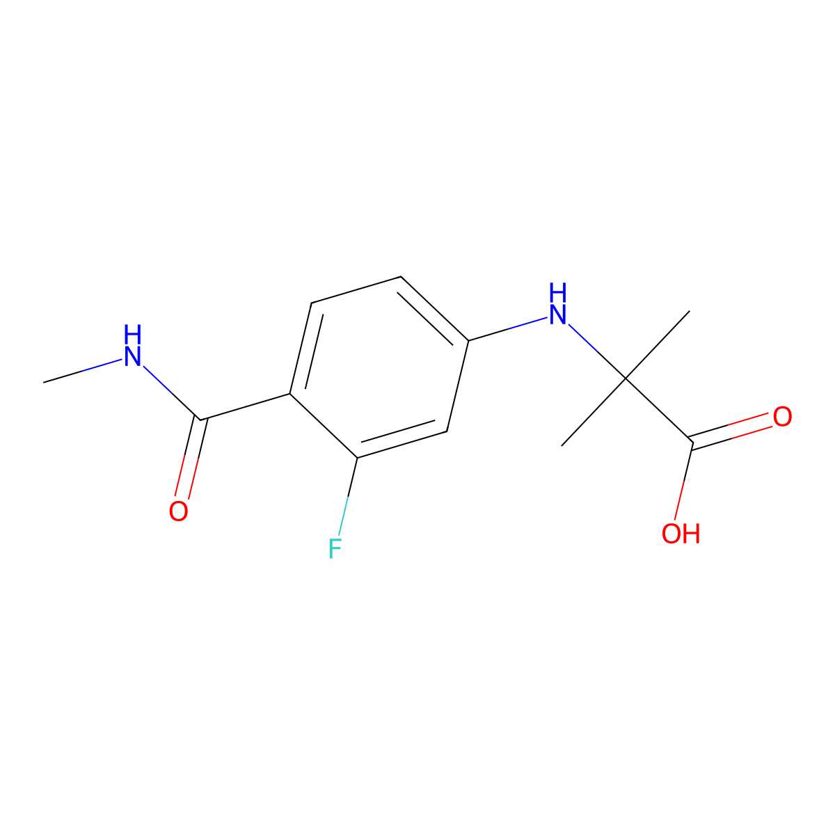 2-((3-Fluoro-4-(methylcarbamoyl)phenyl)amino)-2-methylpropanoic acid molecular structure, CAS 1289942-66-0