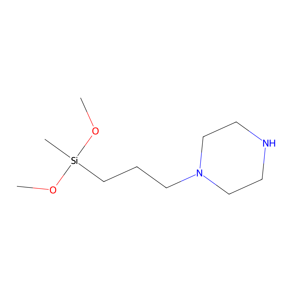 1-(3-(Dimethoxy(methyl)silyl)propyl)piperazine molecular structure, CAS 128996-12-3