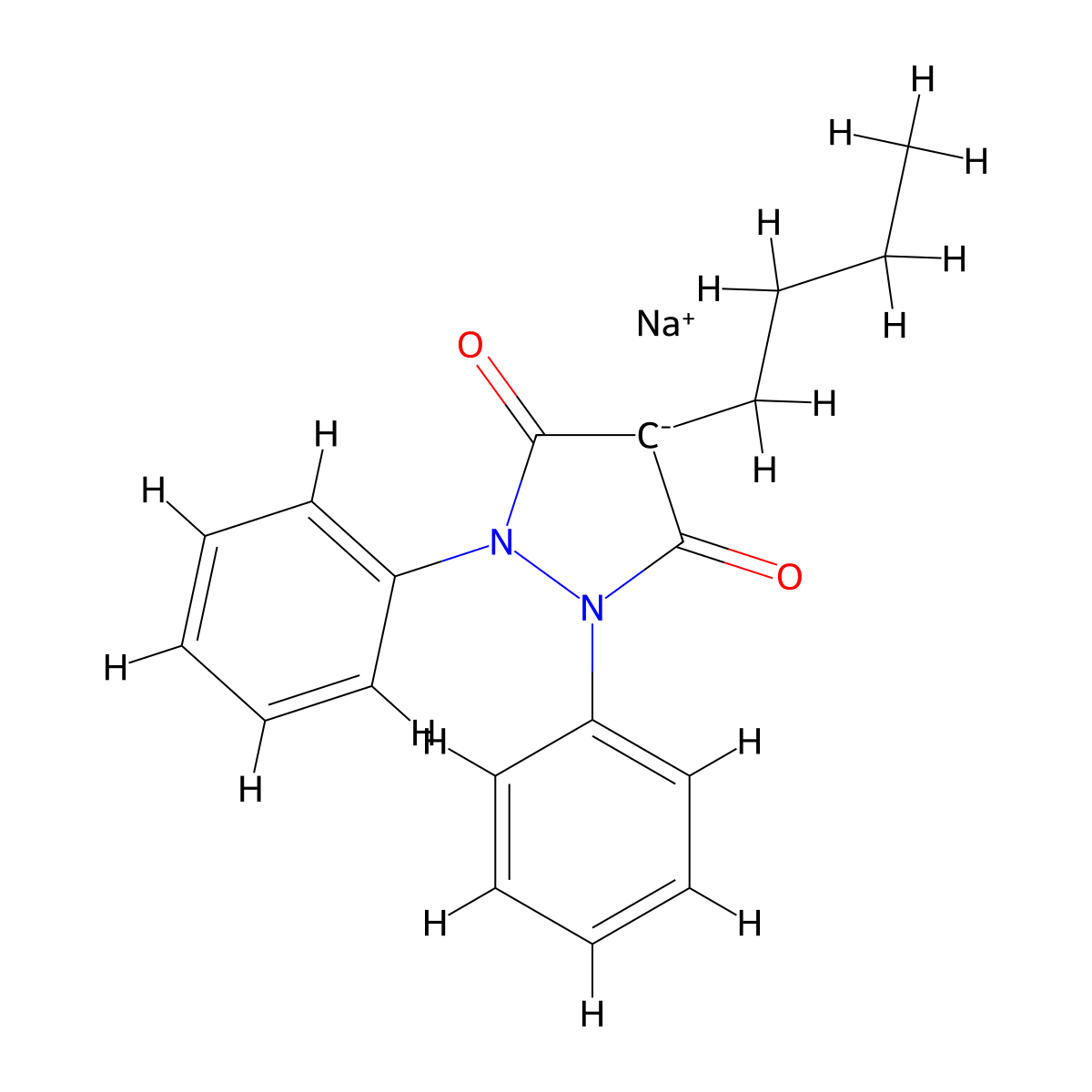 Phenylbutazone sodium molecular structure, CAS 129-18-0