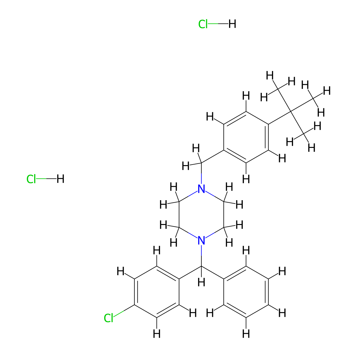Buclizine Hydrochloride molecular structure, CAS 129-74-8