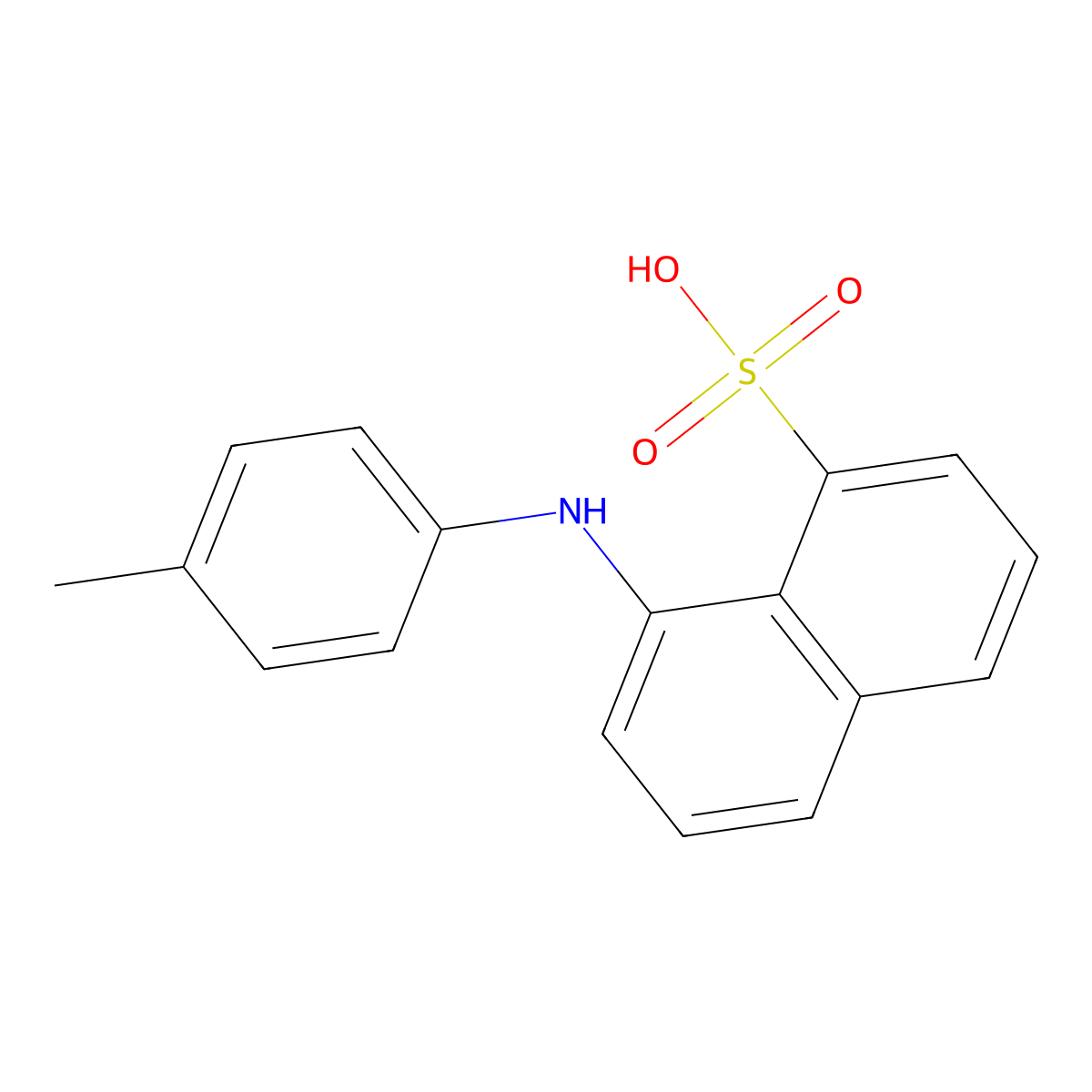 1-Naphthalenesulfonic acid, 8-[(4-methylphenyl)amino]- molecular structure, CAS 129-90-8