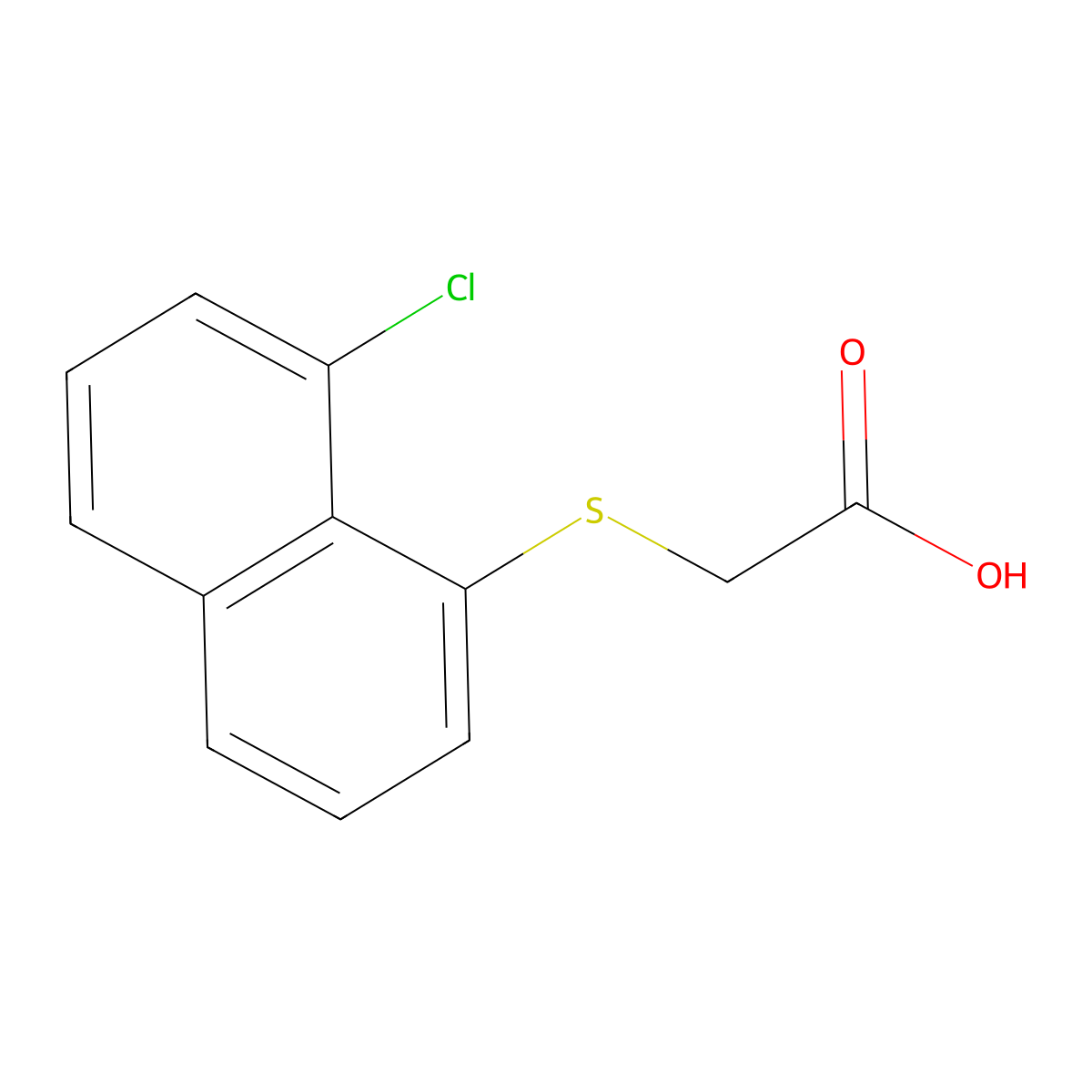(8-Chloro-1-naphthylthio)acetic acid molecular structure, CAS 129-94-2