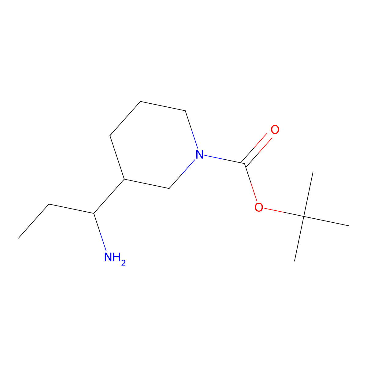 tert-Butyl 3-(1-aminopropyl)piperidine-1-carboxylate molecular structure, CAS 1290046-61-5