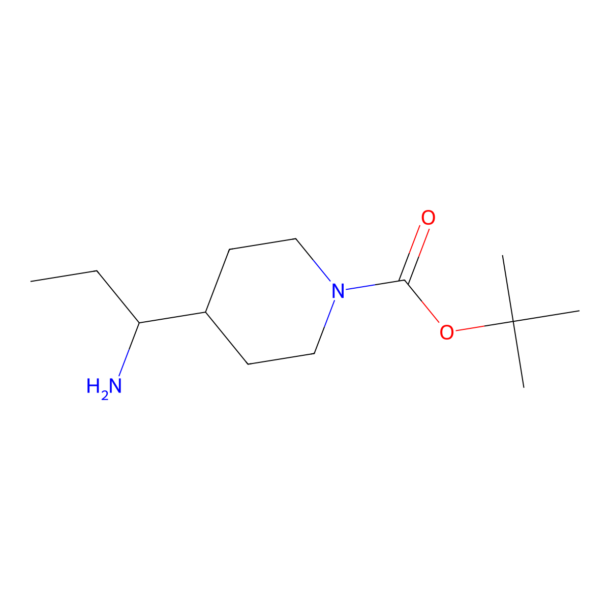 tert-Butyl 4-(1-aminopropyl)piperidine-1-carboxylate molecular structure, CAS 1290046-62-6