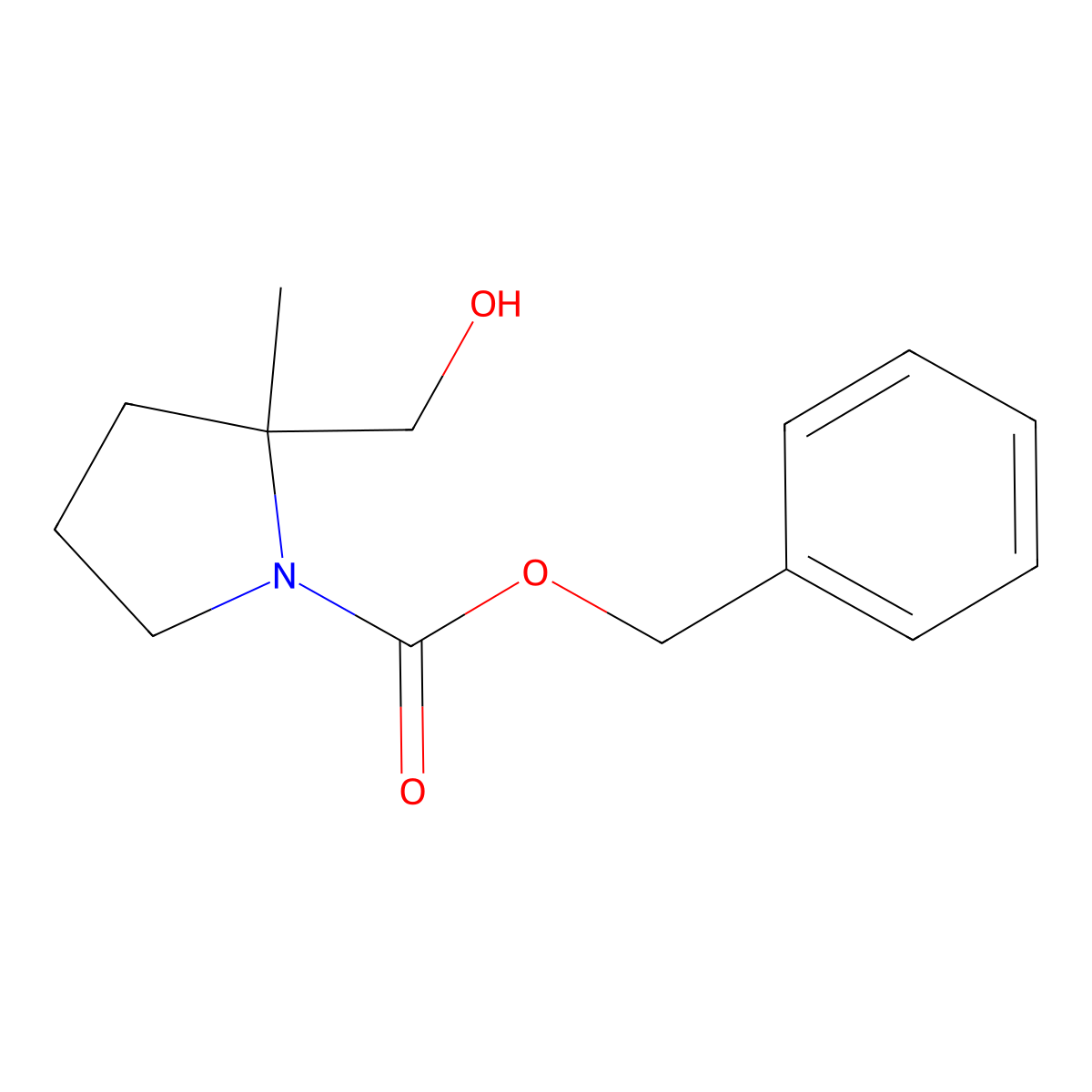 Benzyl 2-(hydroxymethyl)-2-methylpyrrolidine-1-carboxylate molecular structure, CAS 1290048-17-7