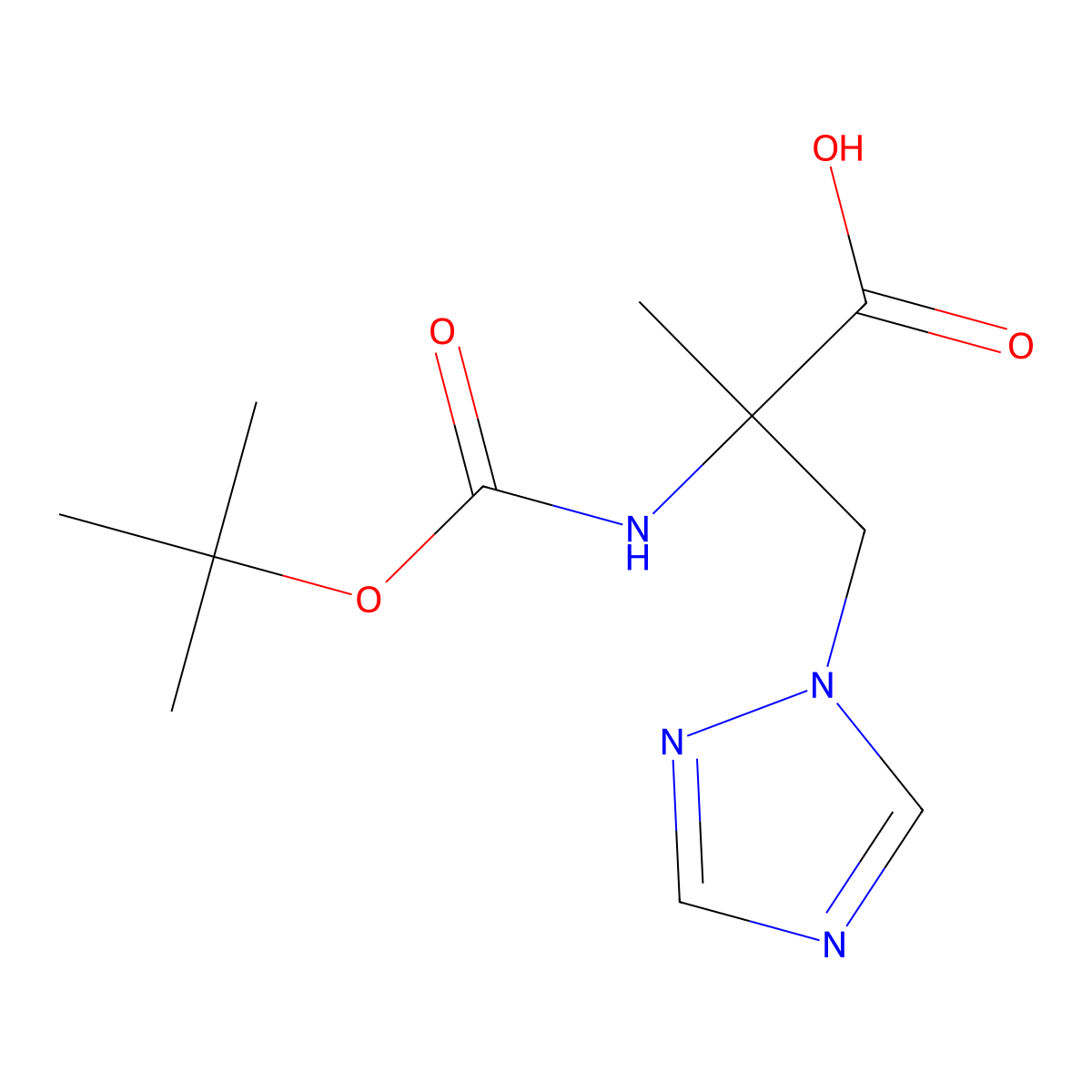 2-{[(tert-butoxy)carbonyl]amino}-2-methyl-3-(1H-1,2,4-triazol-1-yl)propanoic acid molecular structure, CAS 1290054-78-2