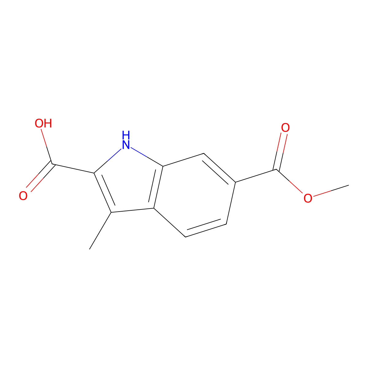 6-(Methoxycarbonyl)-3-Methyl-1H-Indole-2-Carboxylic Acid molecular structure, CAS 1290069-58-7