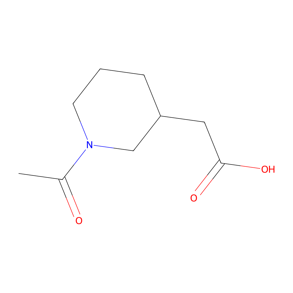 2-[(3S)-1-acetylpiperidin-3-yl]acetic acid molecular structure, CAS 1290071-15-6