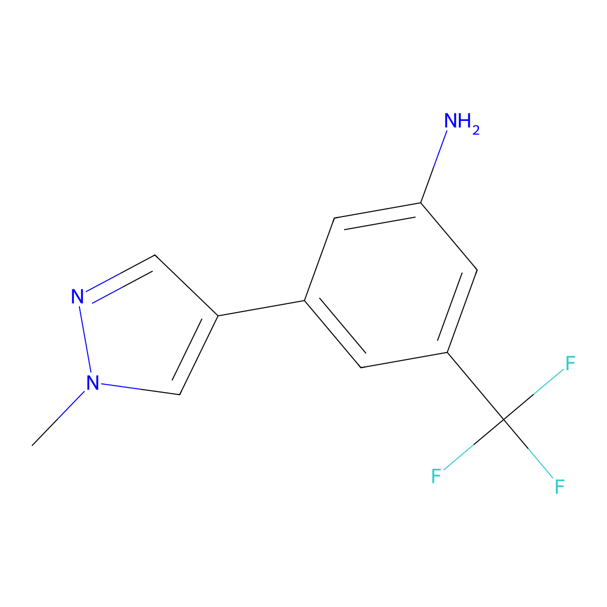 3-(1-methyl-1H-pyrazol-4-yl)-5-(trifluoromethyl)aniline molecular structure, CAS 1290090-16-2