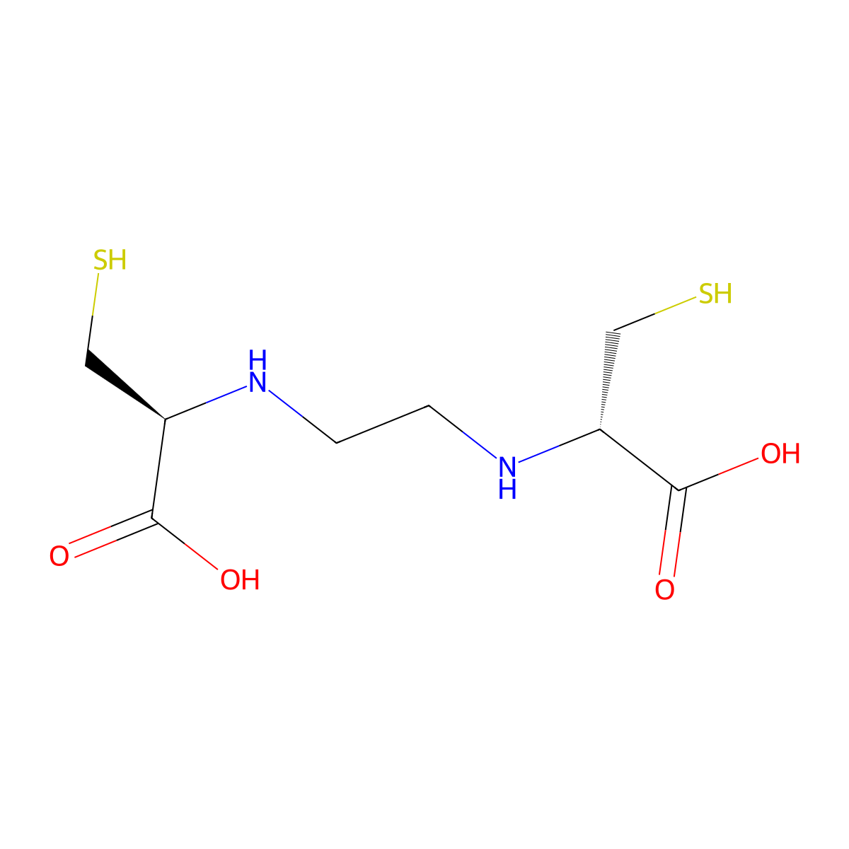 (2S,2'S)-2,2'-(Ethane-1,2-diylbis(azanediyl))bis(3-mercaptopropanoic acid) molecular structure, CAS 129010-02-2
