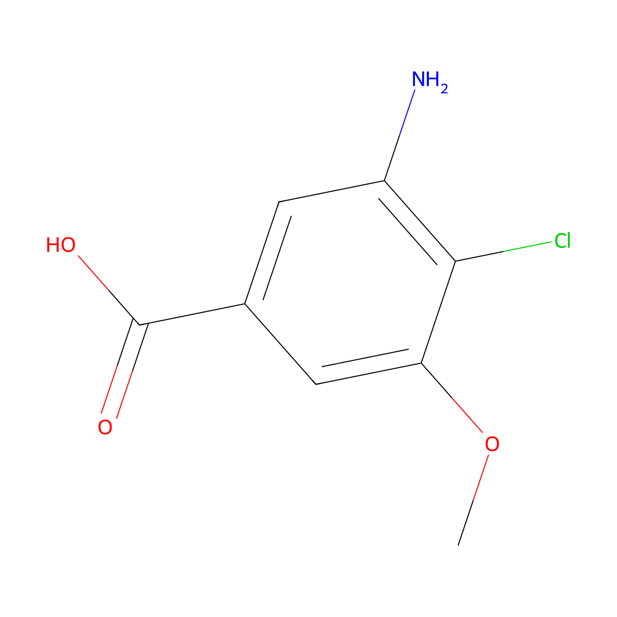 3-Amino-4-chloro-5-methoxybenzoic acid molecular structure, CAS 1290117-16-6