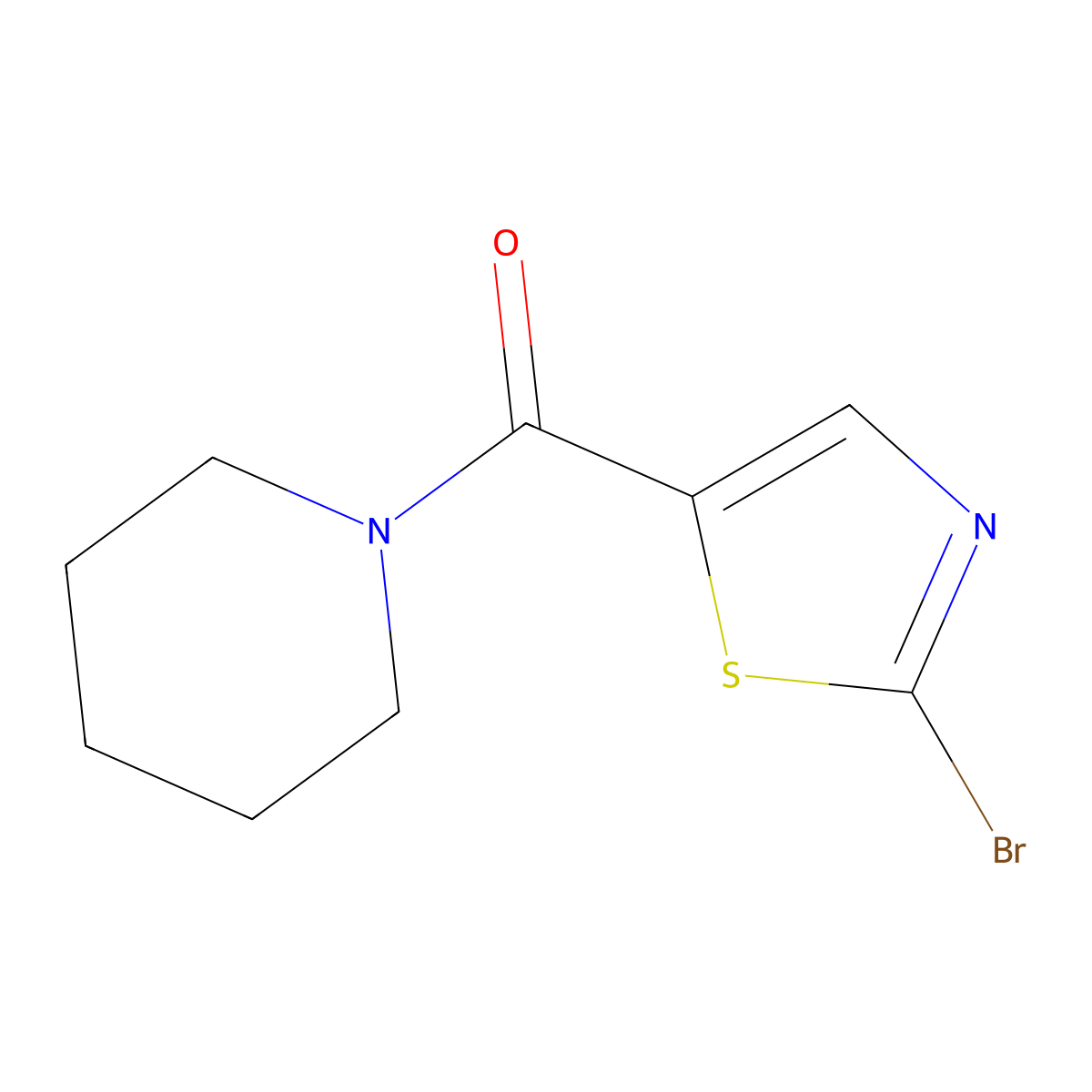 (2-Bromothiazol-5-yl)(piperidin-1-yl)methanone molecular structure, CAS 1290136-85-4