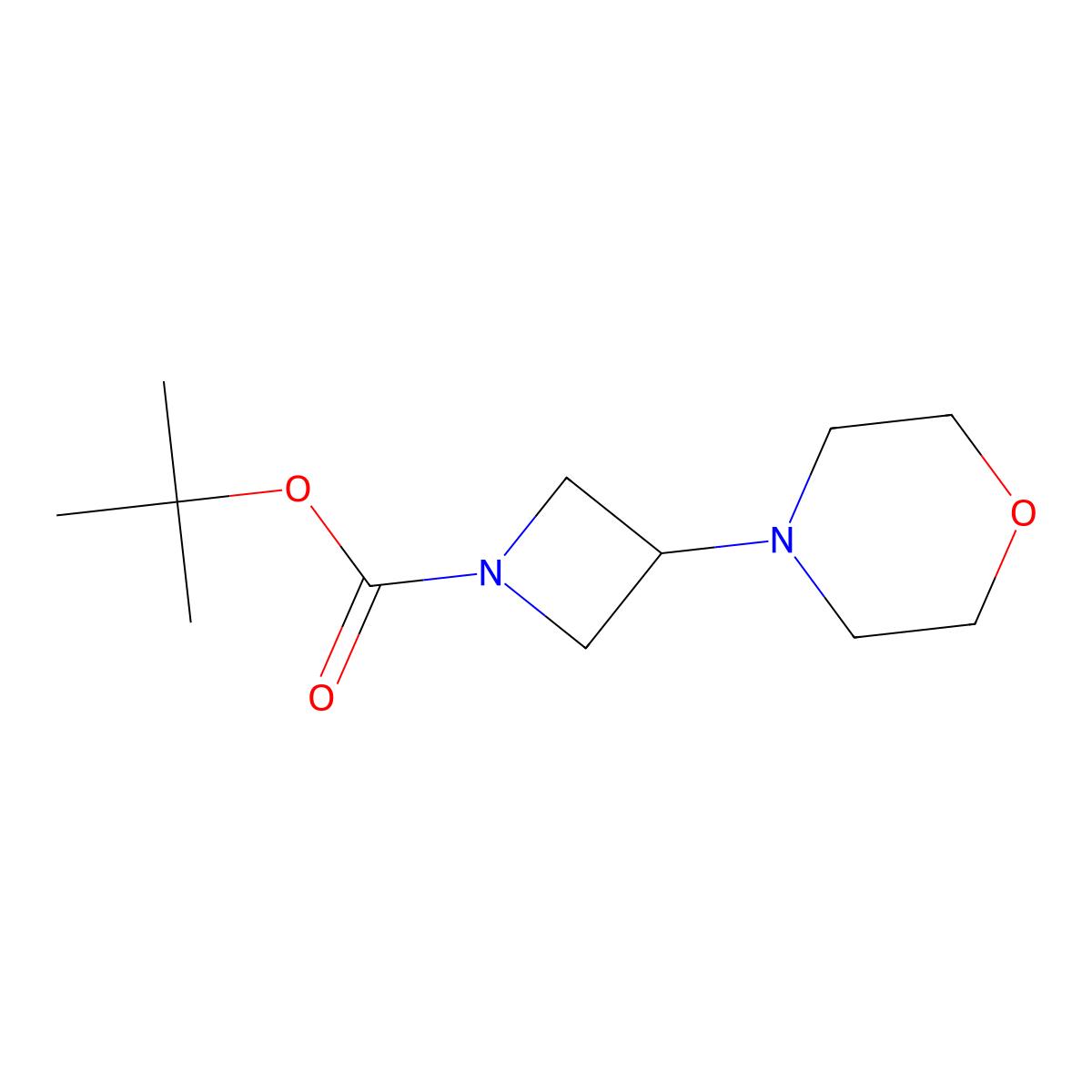 1-Azetidinecarboxylic acid, 3-(4-morpholinyl)-, 1,1-dimethylethyl ester molecular structure, CAS 1290136-89-8