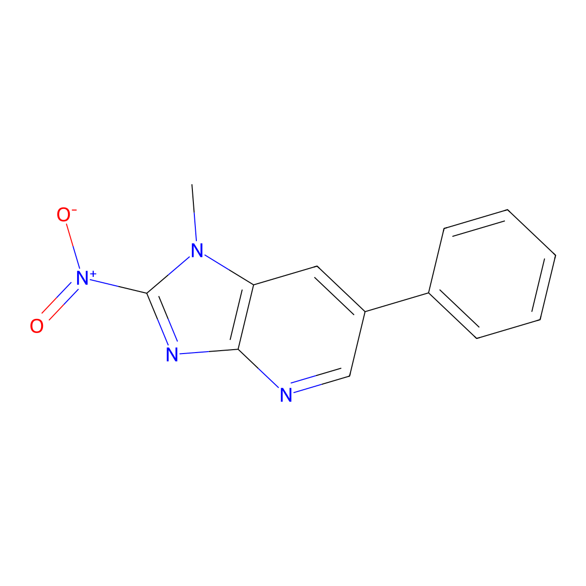 2-Nitro-1-methyl-6-phenylimidazo(4,5-b)pyridine molecular structure, CAS 129018-59-3