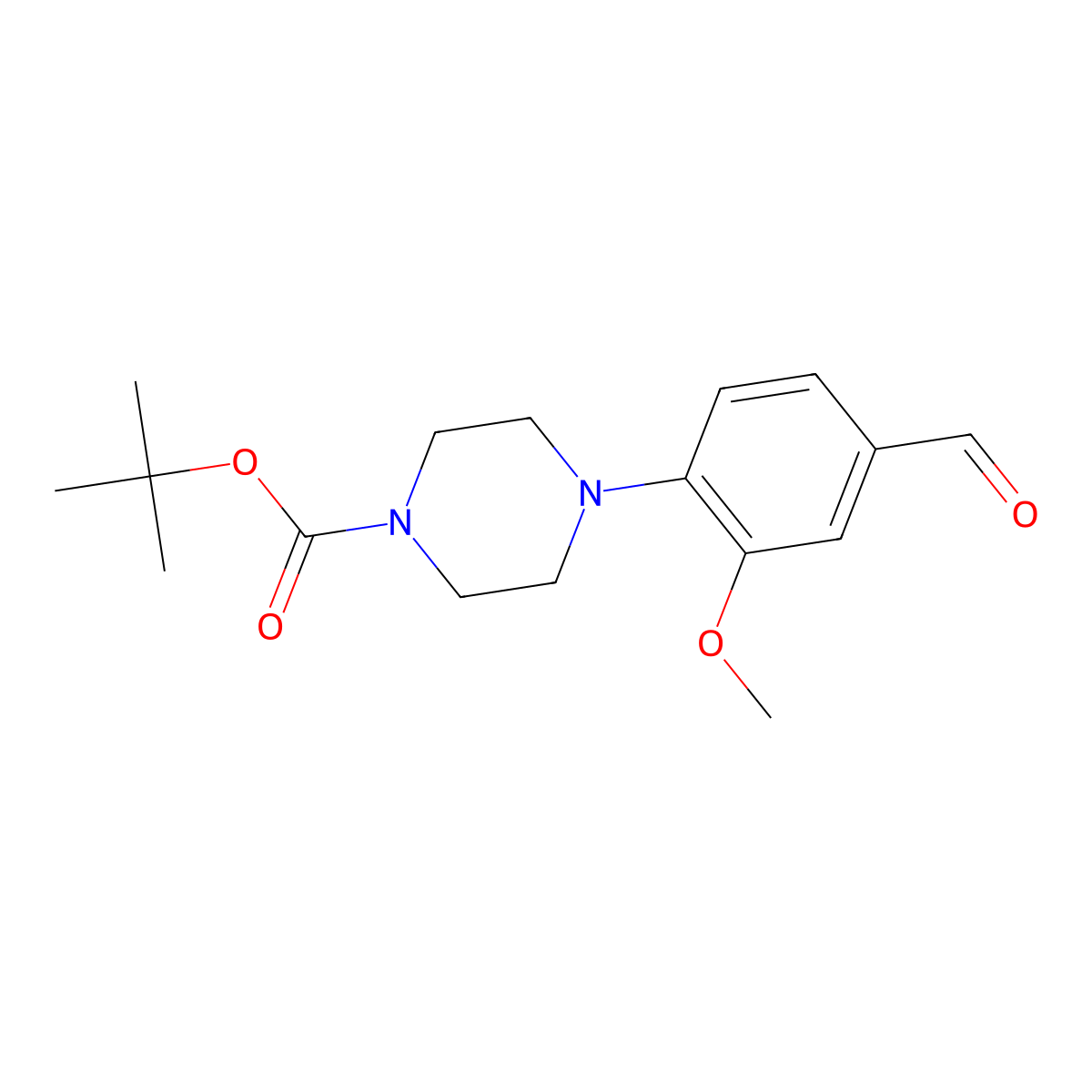 Tert-butyl 4-(4-formyl-2-methoxyphenyl)piperazine-1-carboxylate molecular structure, CAS 1290181-34-8