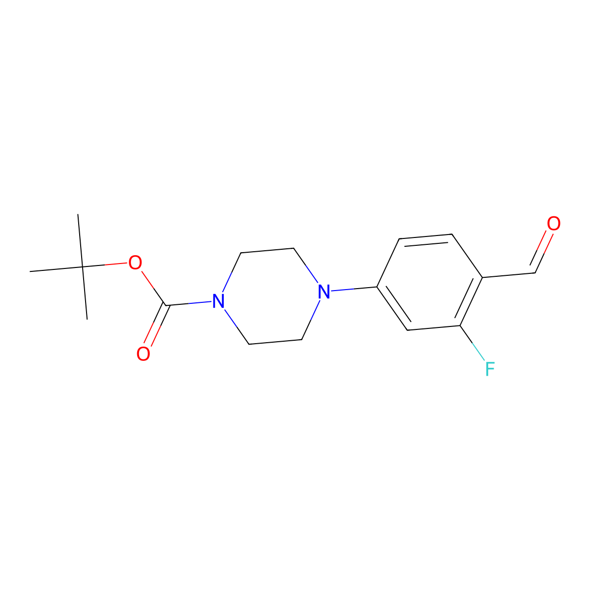 Tert-butyl 4-(3-fluoro-4-formylphenyl)piperazine-1-carboxylate molecular structure, CAS 1290181-35-9