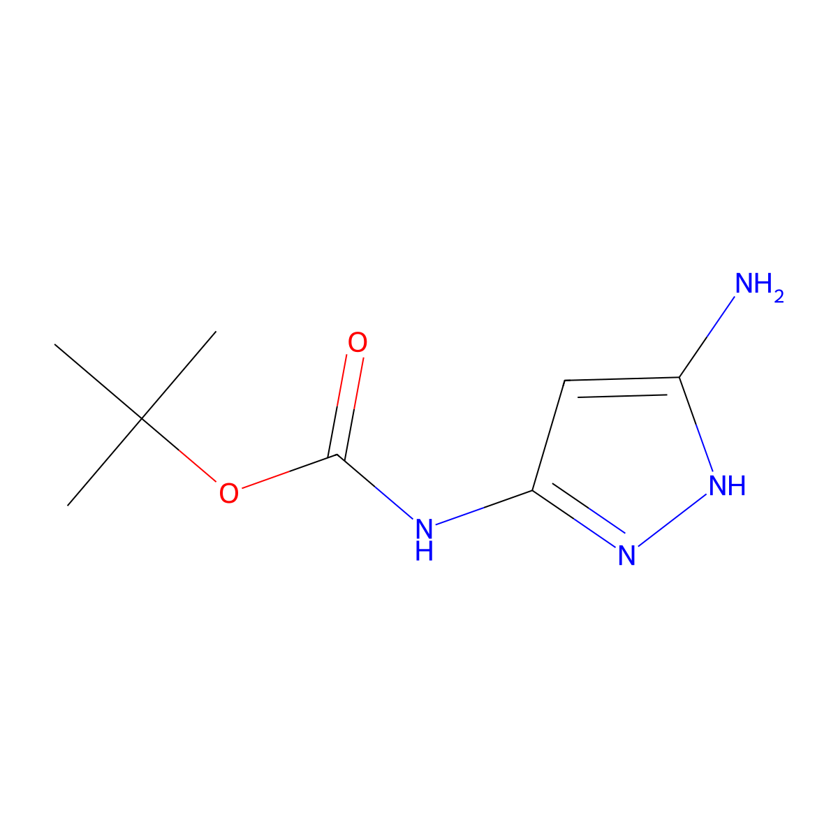 tert-butyl N-(5-amino-1H-pyrazol-3-yl)carbamate molecular structure, CAS 1290181-43-9