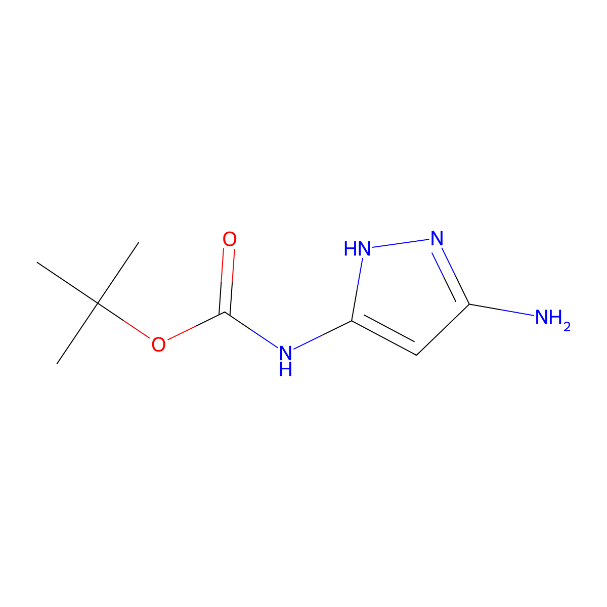 tert-butyl N-(5-amino-1H-pyrazol-3-yl)carbamate molecular structure, CAS 1290181-43-9