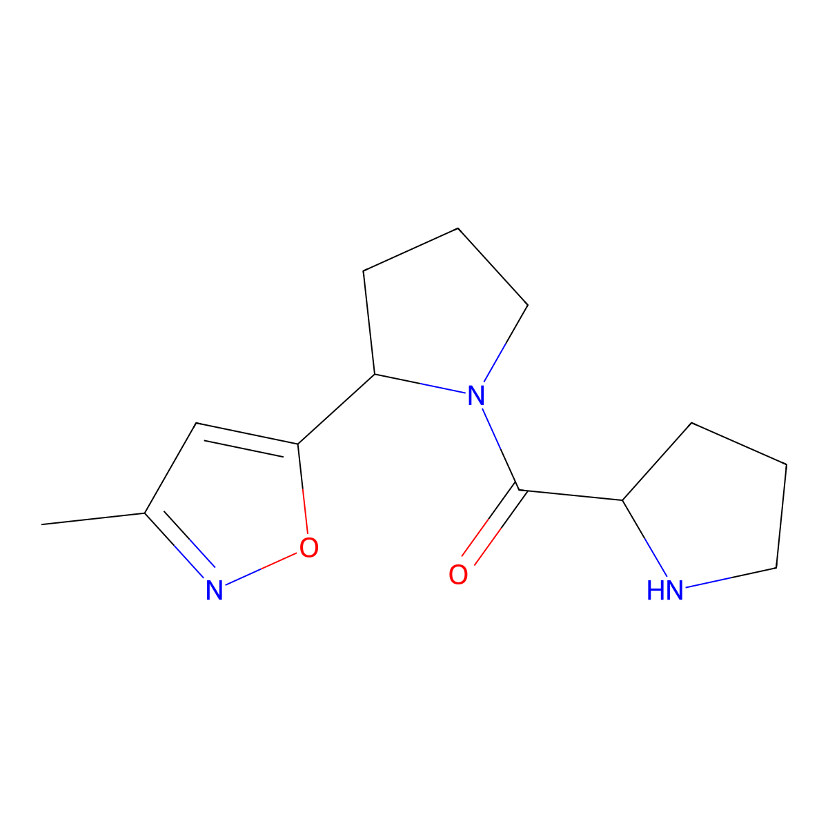 3-Methyl-5-{1-[(2S)-pyrrolidine-2-carbonyl]pyrrolidin-2-YL}-1,2-oxazole molecular structure, CAS 1290186-26-3