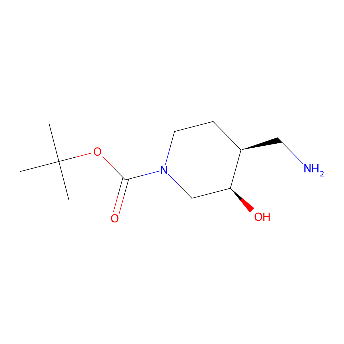 cis-1-Boc-4-aminomethyl-3-hydroxypiperidine molecular structure, CAS 1290191-69-3