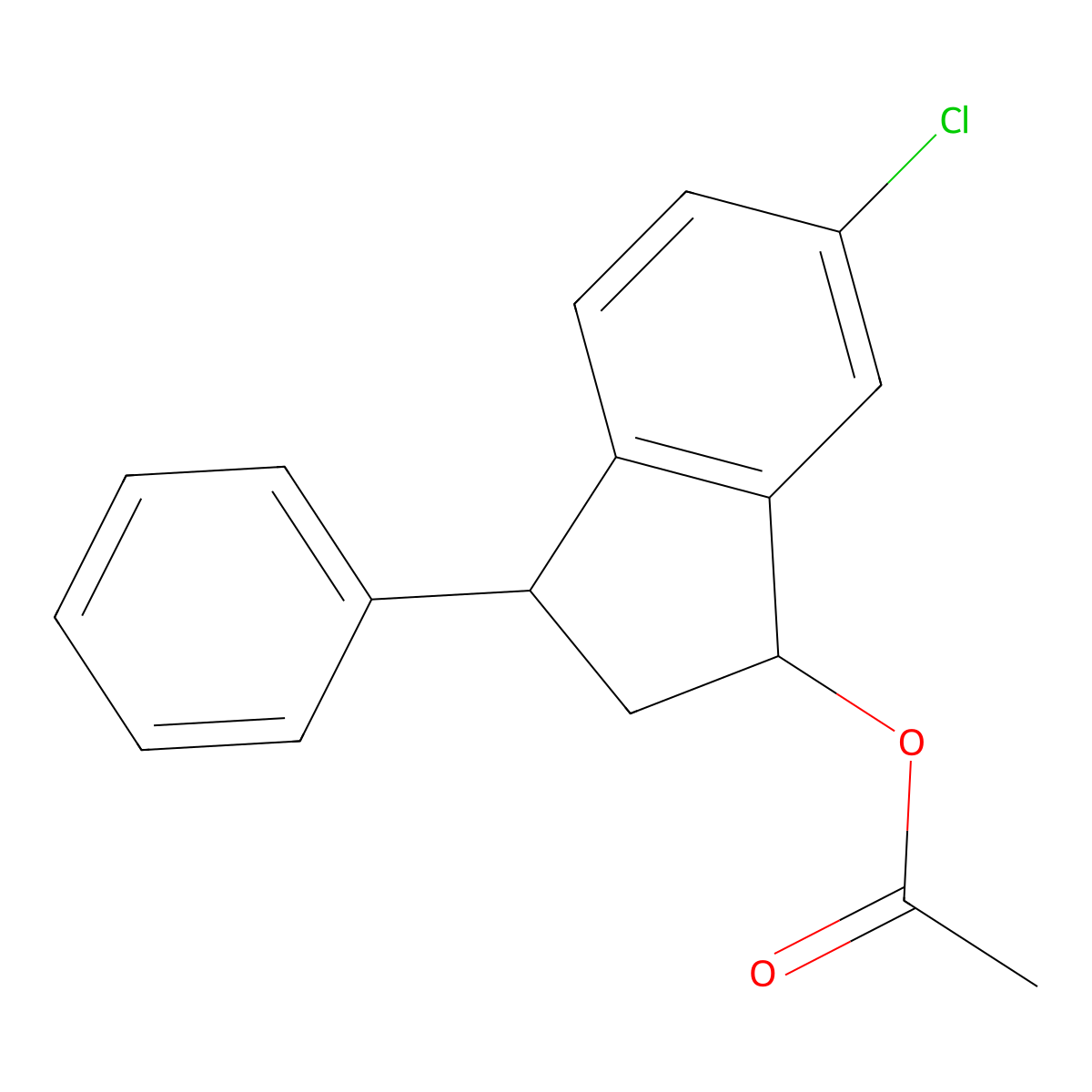 (1R)-6-chloro-3-phenyl-2,3-dihydro-1H-inden-1-yl acetate molecular structure, CAS 1290205-03-6