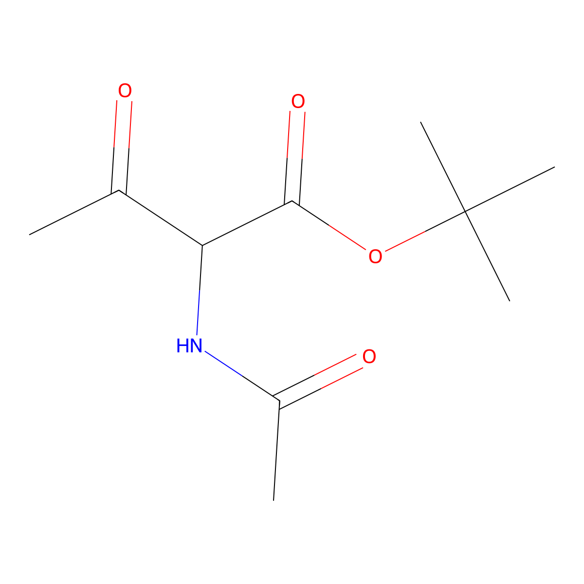 Tert-butyl 2-acetamido-3-oxobutanoate molecular structure, CAS 129024-29-9