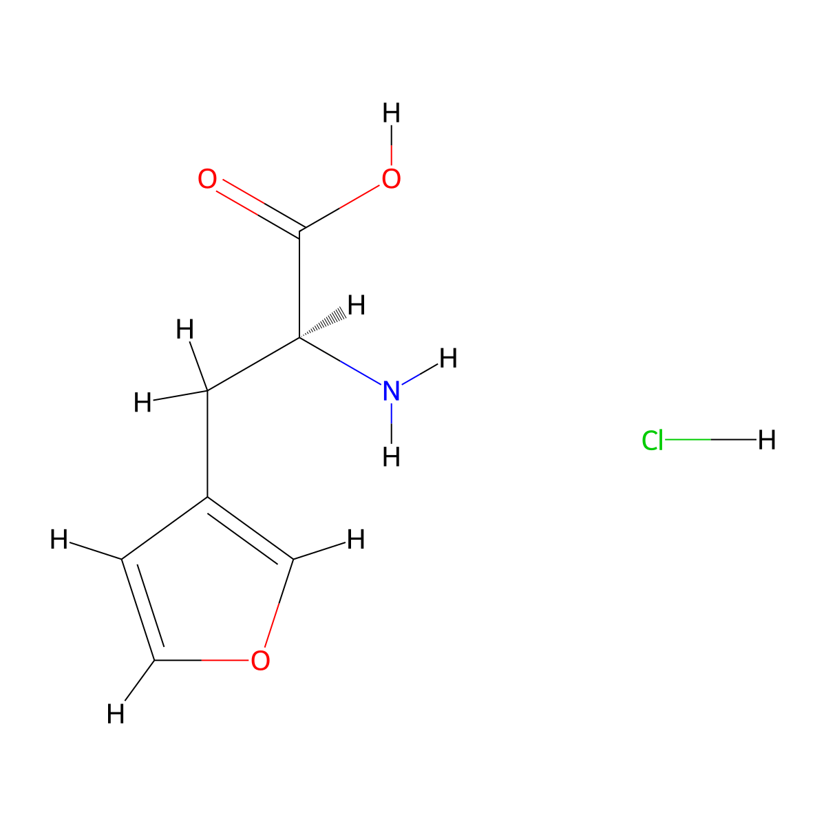 3-Furanpropanoic acid, alpha-amino-, hydrochloride, (S)- molecular structure, CAS 129030-33-7