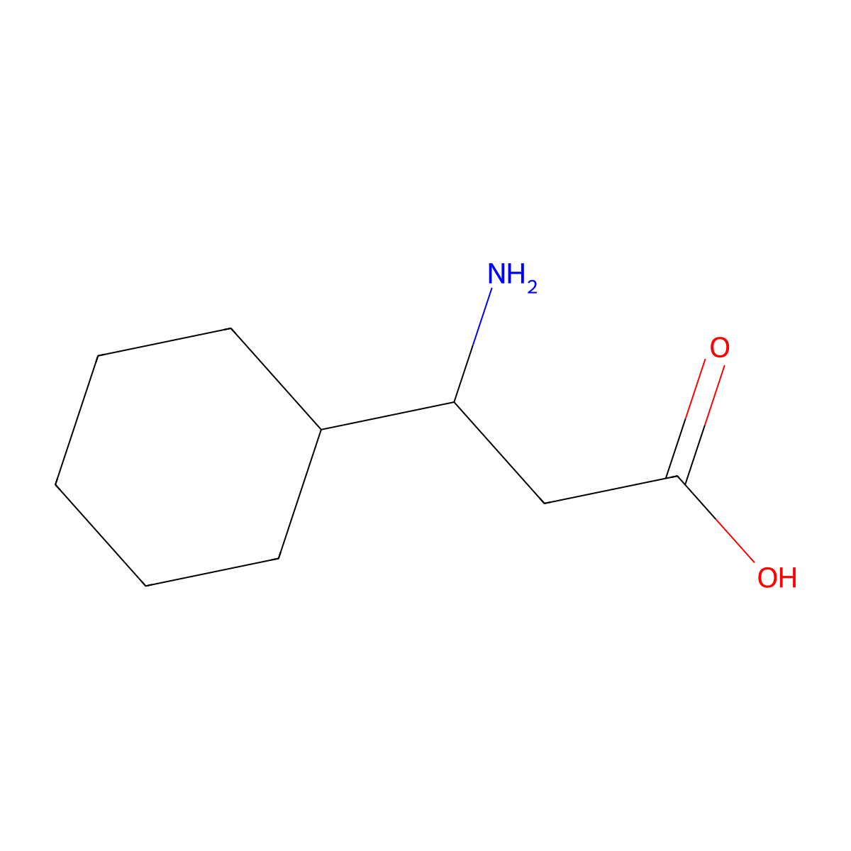 beta-Aminocyclohexanepropanoic acid molecular structure, CAS 129042-71-3