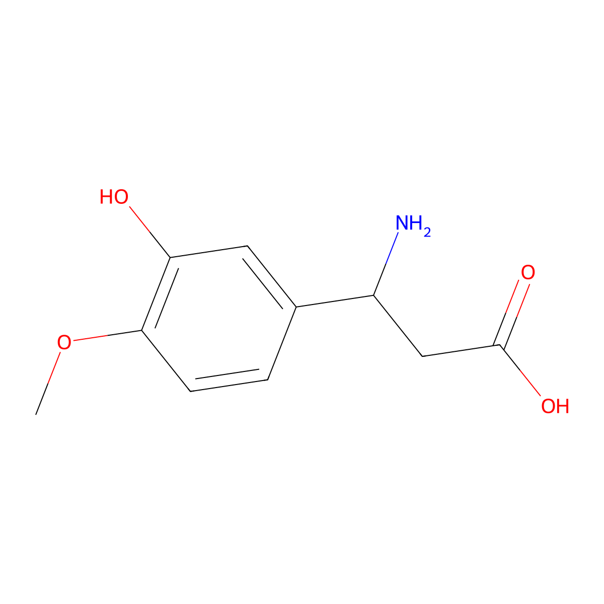 3-Amino-3-(3-hydroxy-4-methoxyphenyl)propanoic acid molecular structure, CAS 129042-81-5