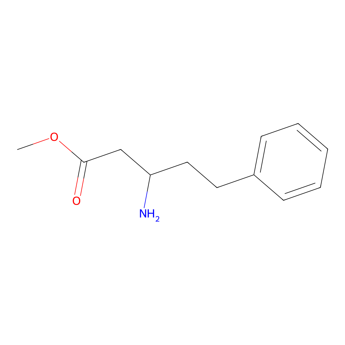Methyl 3-amino-5-phenylpentanoate molecular structure, CAS 129042-97-3