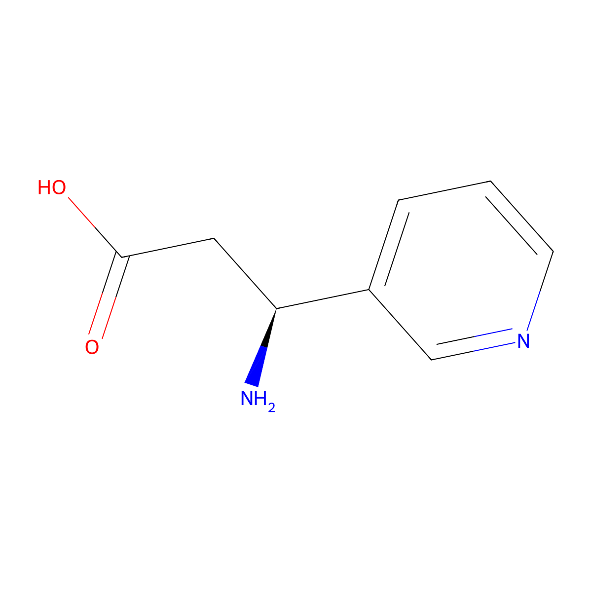 (S)-3-Amino-3-(pyridin-3-yl)propanoic acid molecular structure, CAS 129043-04-5