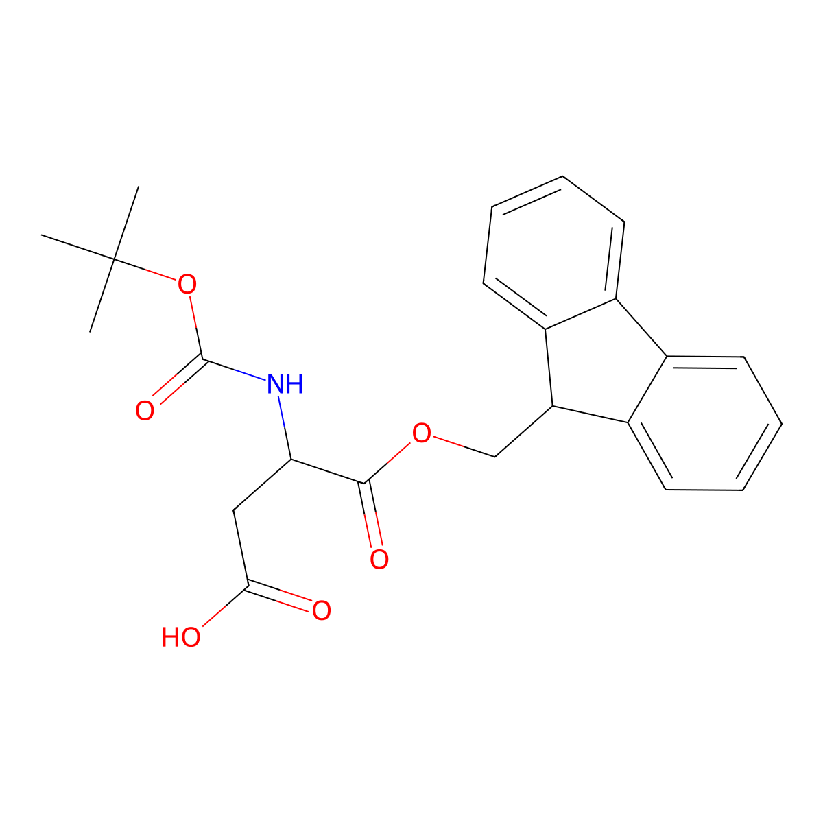 N-alpha-tert-Butyloxycarbonylaspartic acid beta-fluorenylmethyl ester molecular structure, CAS 129046-87-3