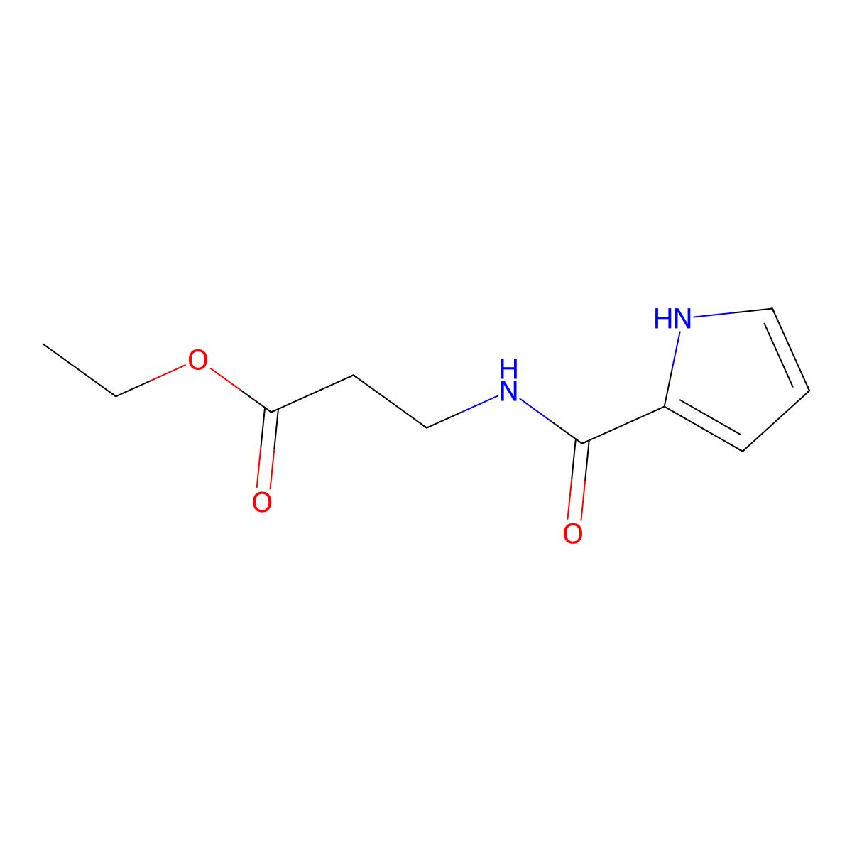 Ethyl 3-[(1H-pyrrole-2-carbonyl)-amino]propionate molecular structure, CAS 129053-83-4