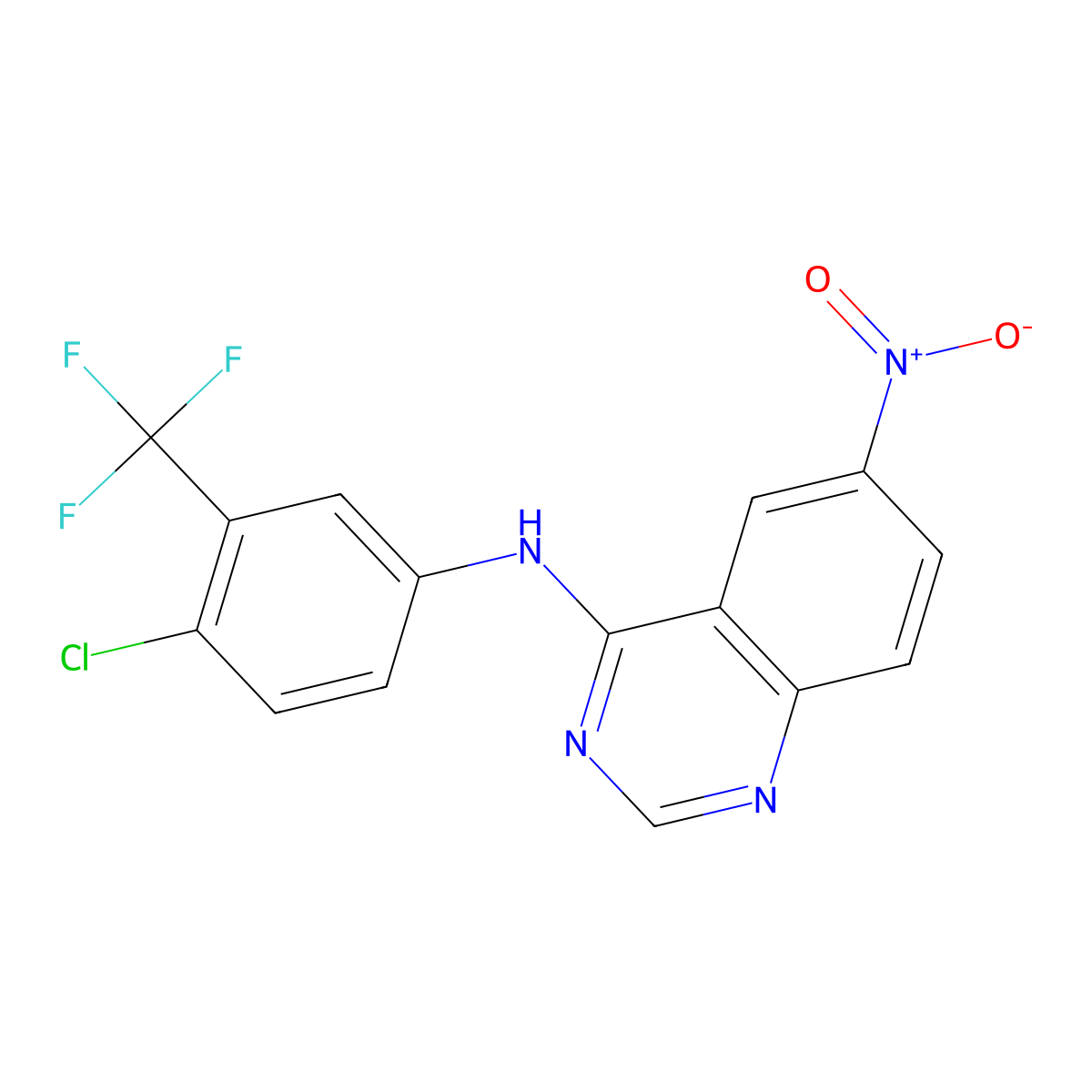 N-(4-Chloro-3-(trifluoromethyl)phenyl)-6-nitroquinazolin-4-amine molecular structure, CAS 1290545-23-1