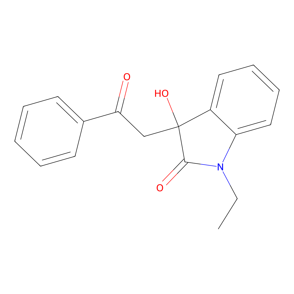 1-Ethyl-3-hydroxy-3-phenacylindol-2-one molecular structure, CAS 129055-68-1