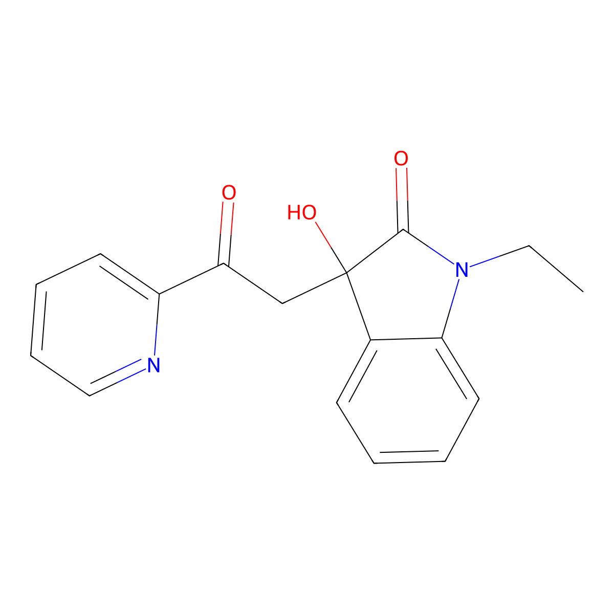 1-Ethyl-3-hydroxy-3-(2-oxo-2-pyridin-2-ylethyl)indol-2-one molecular structure, CAS 129055-69-2