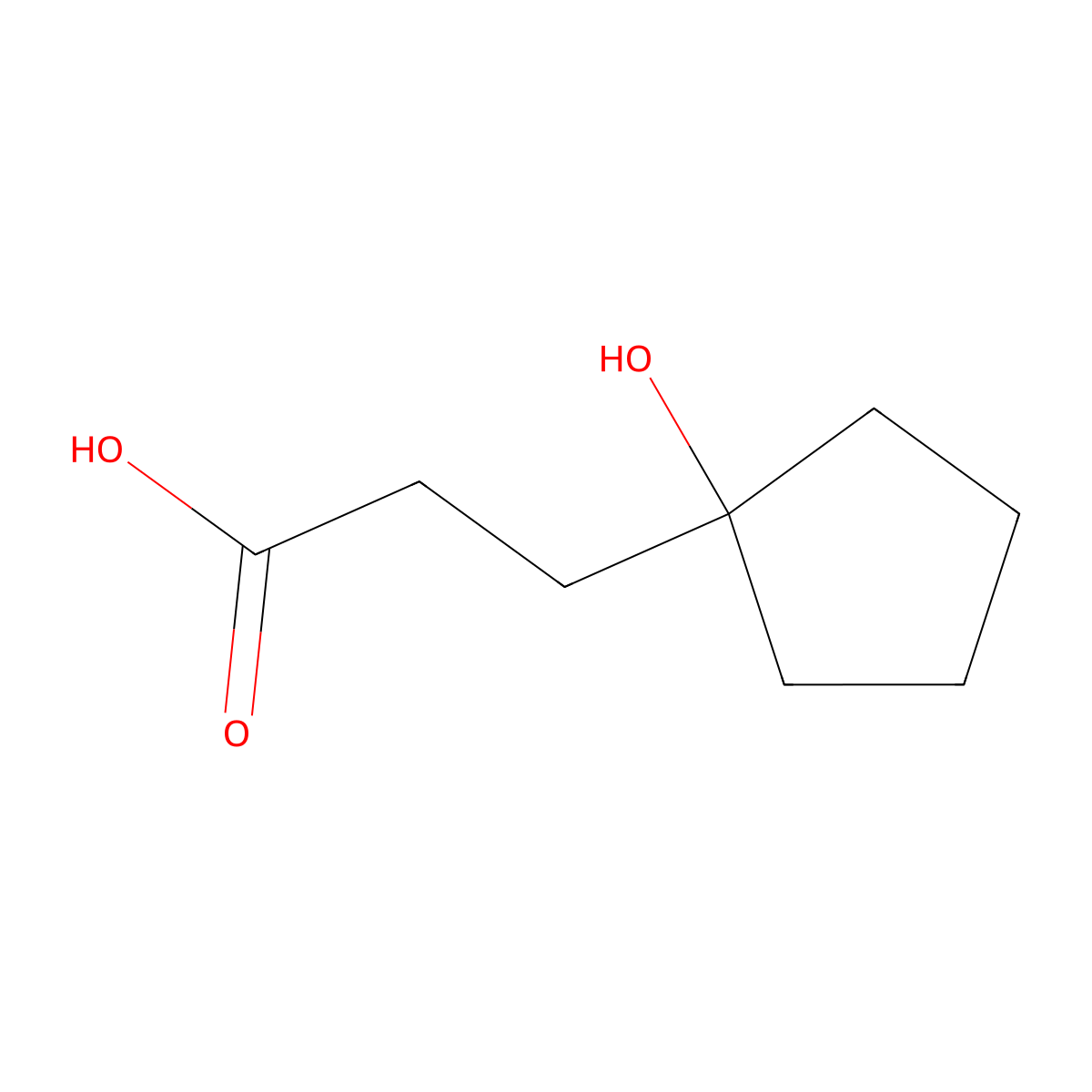 3-(1-Hydroxycyclopentyl)propanoic acid molecular structure, CAS 1290613-79-4
