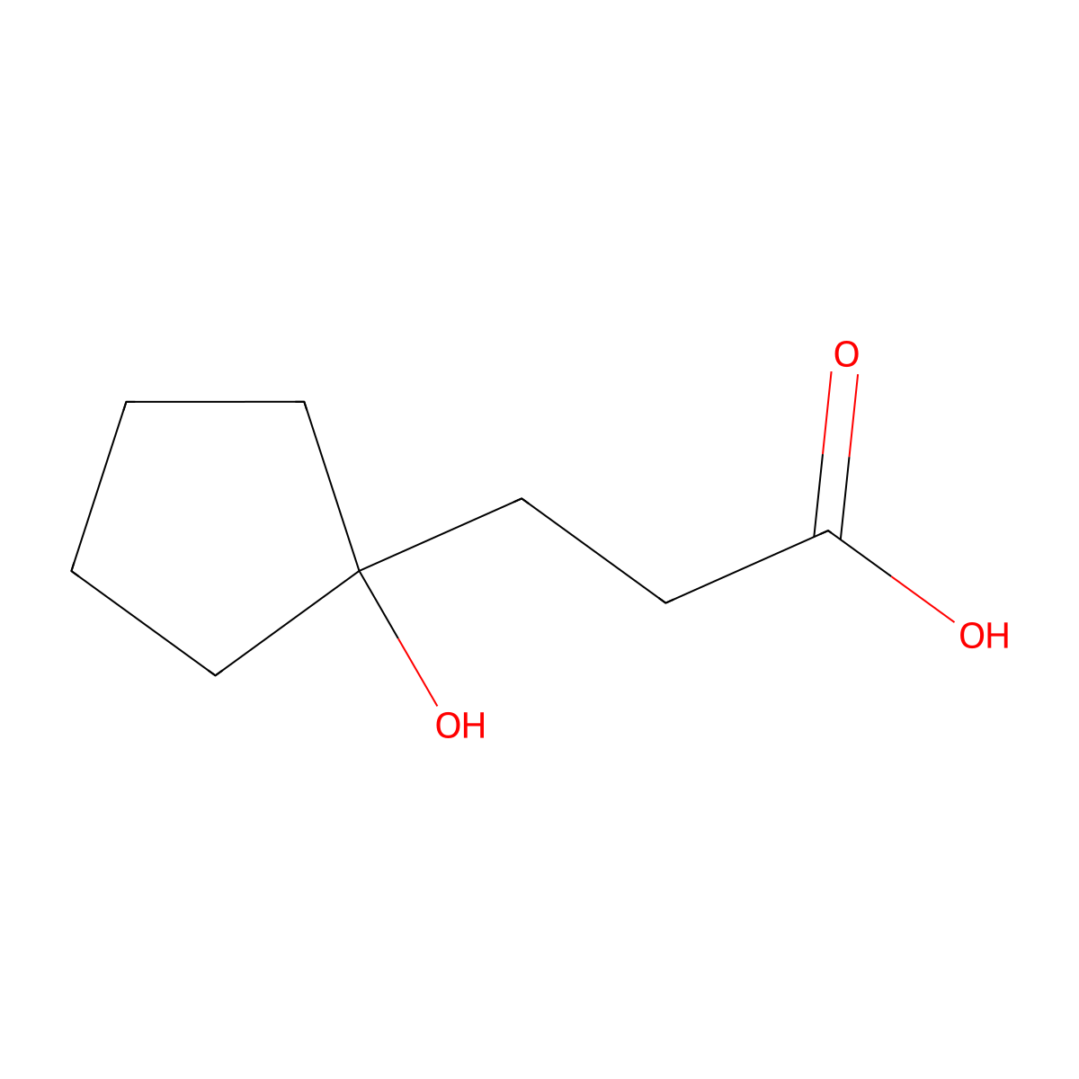 3-(1-Hydroxycyclopentyl)propanoic acid molecular structure, CAS 1290613-79-4