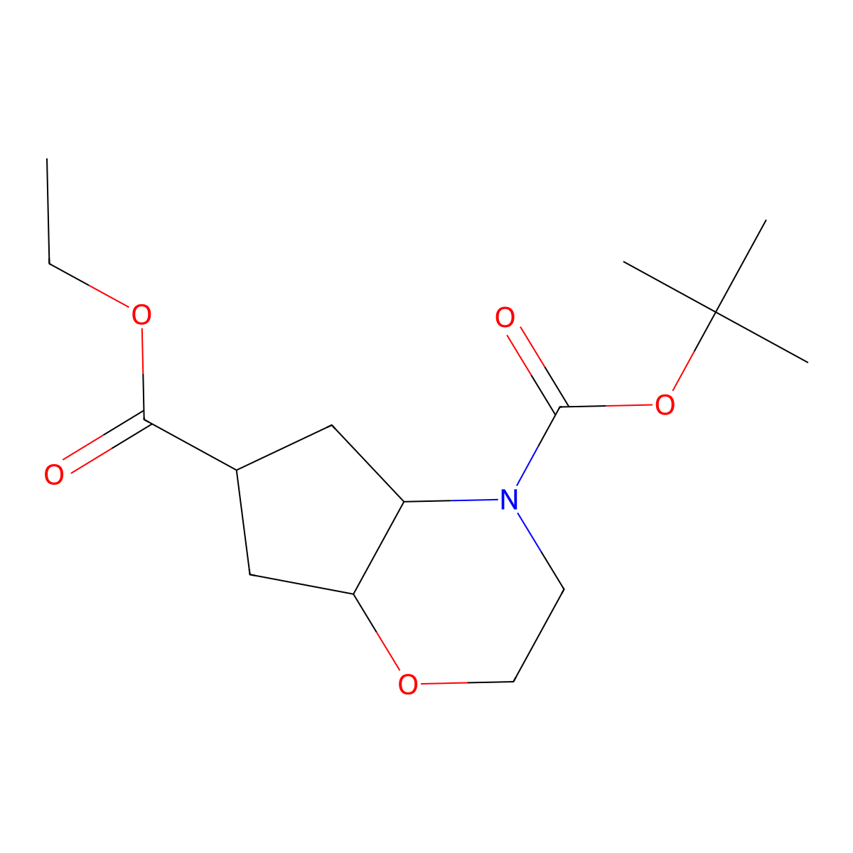 Racemic-(4aS,6S,7aS)-4-tert-butyl 6-ethyl hexahydrocyclopenta[b][1,4]oxazine-4,6(4aH)-dicarboxylate molecular structure, CAS 1290625-35-2