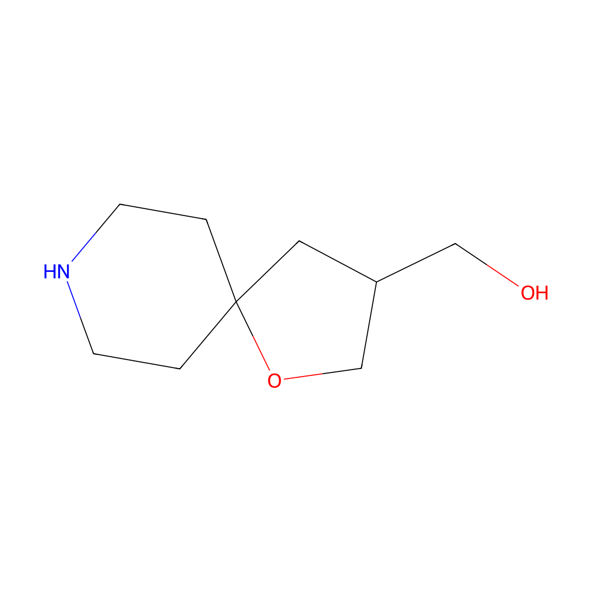 1-Oxa-8-azaspiro[4.5]decane-3-methanol molecular structure, CAS 1290625-37-4