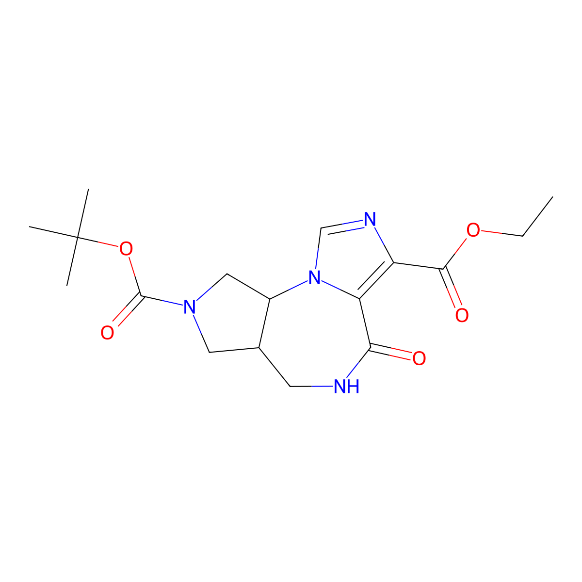 8-tert-butyl 3-ethyl 4-oxo-5,6,6a,7,9,9a-hexahydroimidazo[1,5-a]pyrrolo[3,4-f][1,4]diazepine-3,8(4H)-dicarboxylate molecular structure, CAS 1290626-84-4