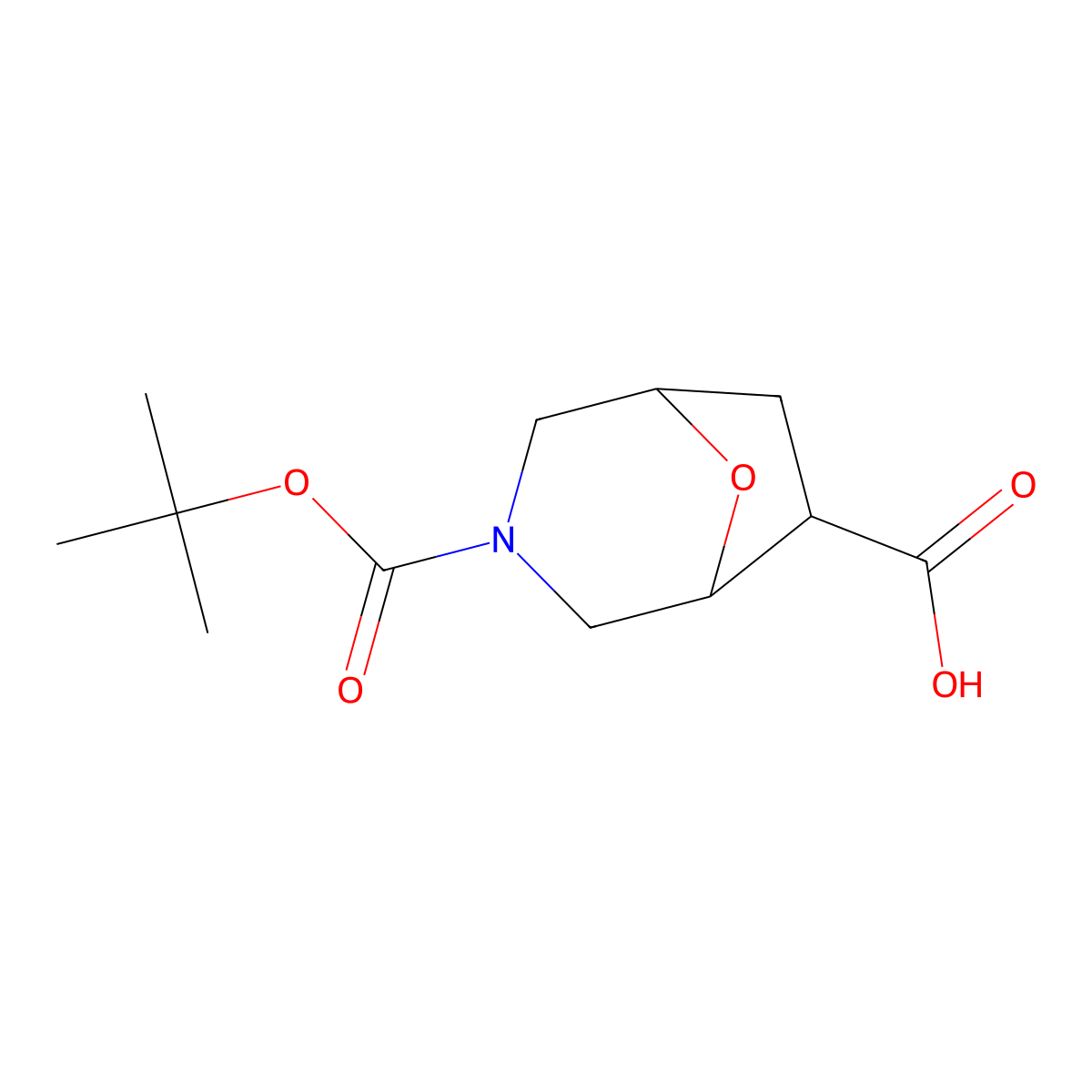 Rel-(1r,5s,6s)-3-(tert-butoxycarbonyl)-8-oxa-3-azabicyclo[3.2.1]octane-6-carboxylic acid molecular structure, CAS 1290627-57-4